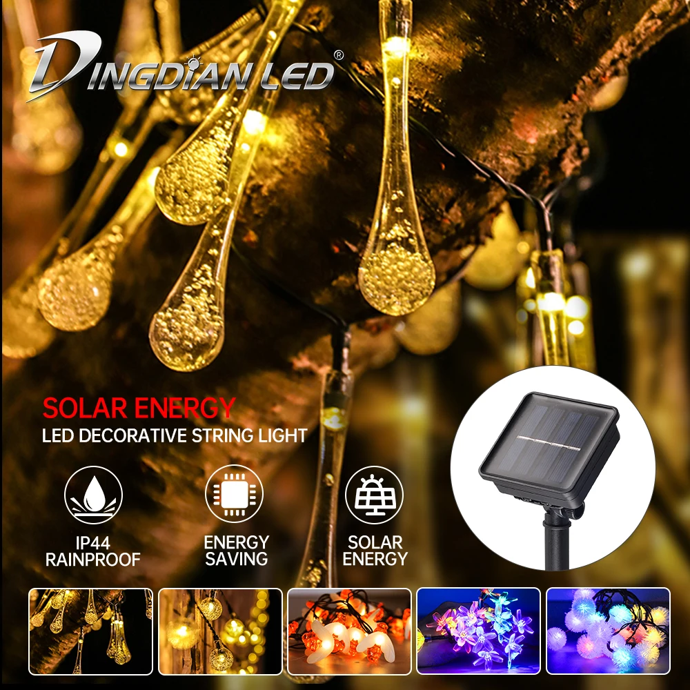 Dingdian LED Outdoor solar atmosphere light Holiday Hanging Festival Lamp Decor Lighting For Christmas Indoor  LED String Light