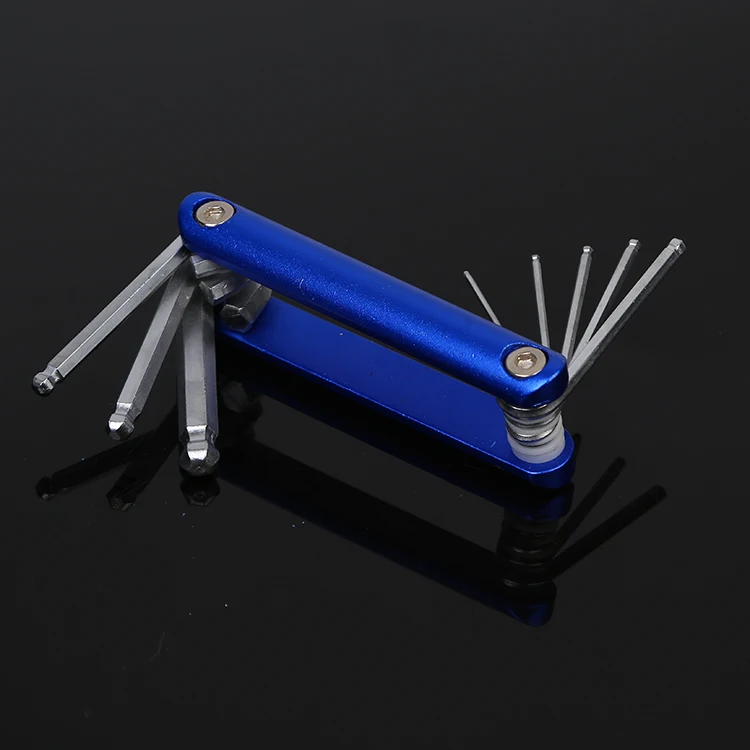8pcs  ball end Folding Metric/mm Hex Socket Driver Allen wrench,custom allen wrench Aluminum alloy handle