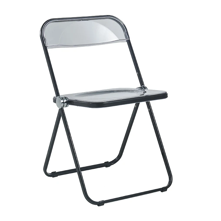 Dining room furniture modern plastic modern clear transparent folding metal frame dining chair stackable patio dining chairs
