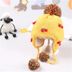 Производители продают Детские вишневые вязаные шапки, детские вязаные теплые шапки