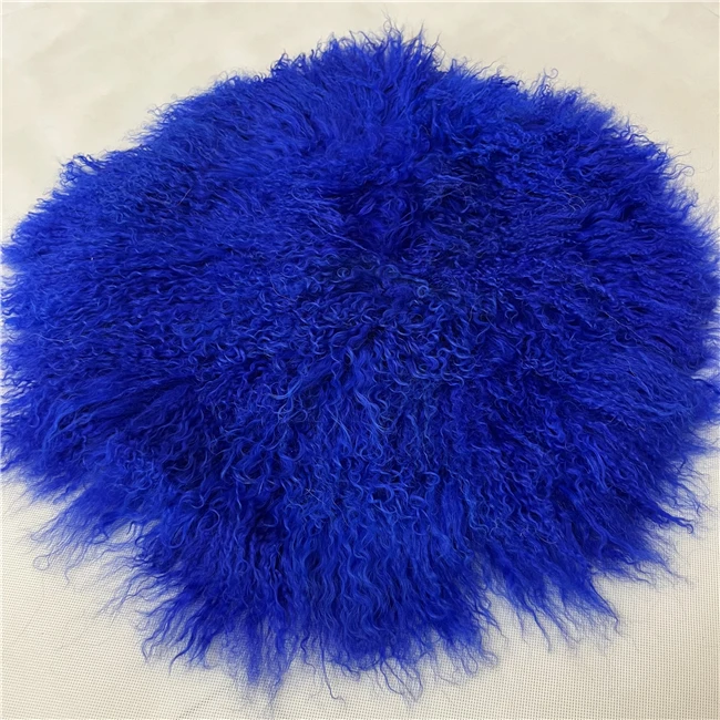 bright blue Curly Kalgan Lamb Fur Plate Throw