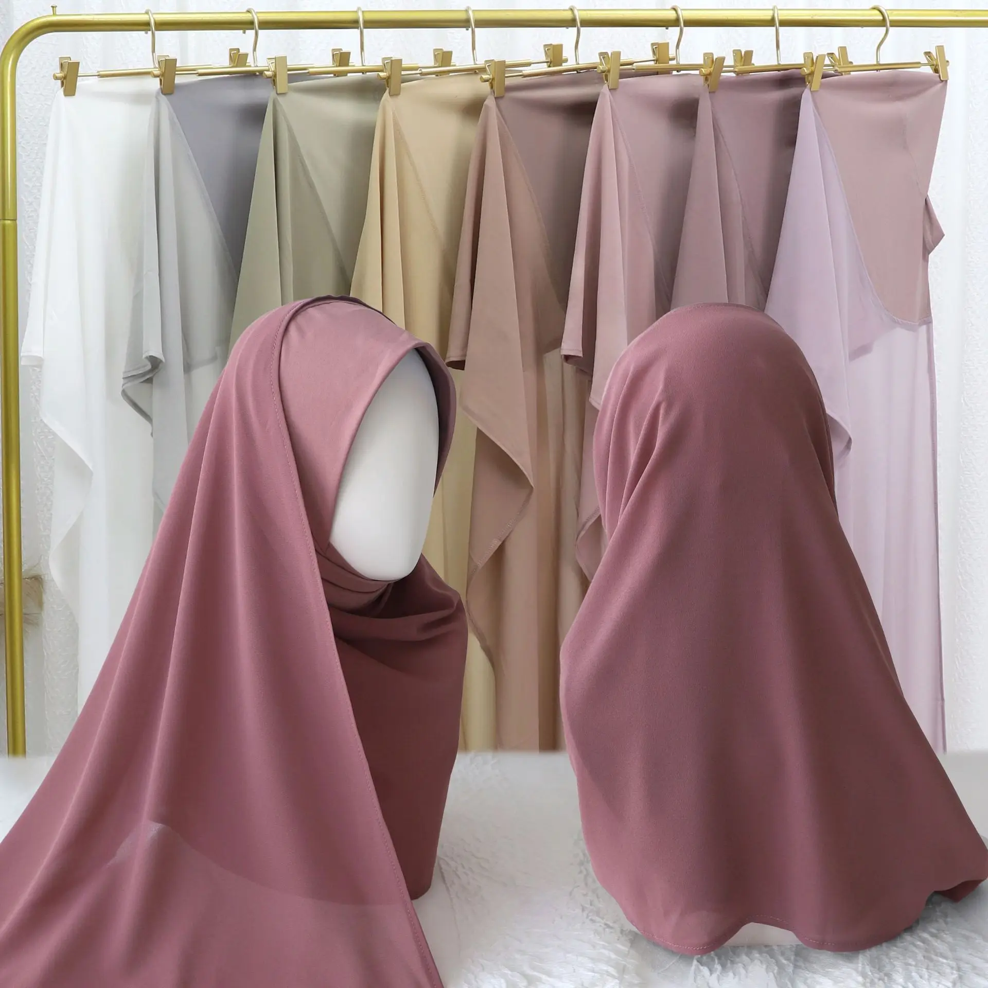 Safali Adult Malaysian Ready to Wear Turban Khimar Crystal Hemp with Chiffon Ladies Muslim Women Premium Kerudung Instant Hijabs