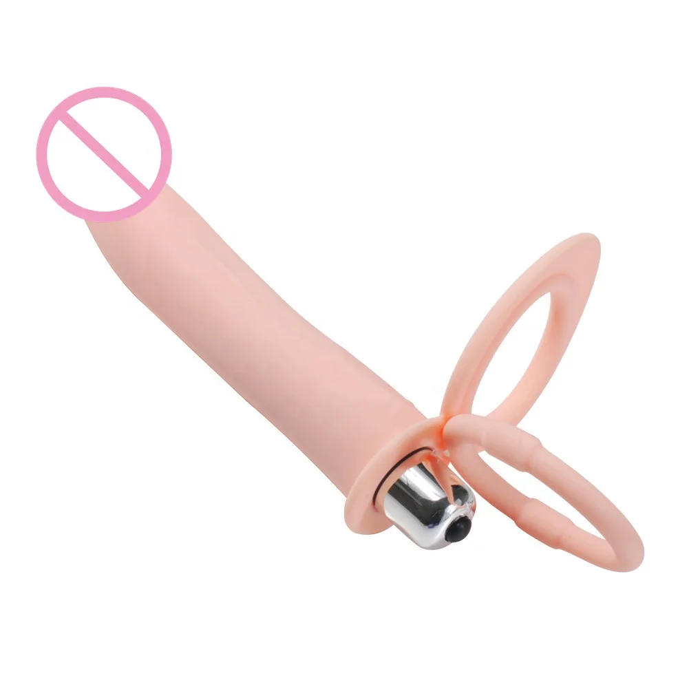 Vibrating Silicone  Penis Lock Sex Toy Cock Ring With Dildo vibrating anal plug For Female