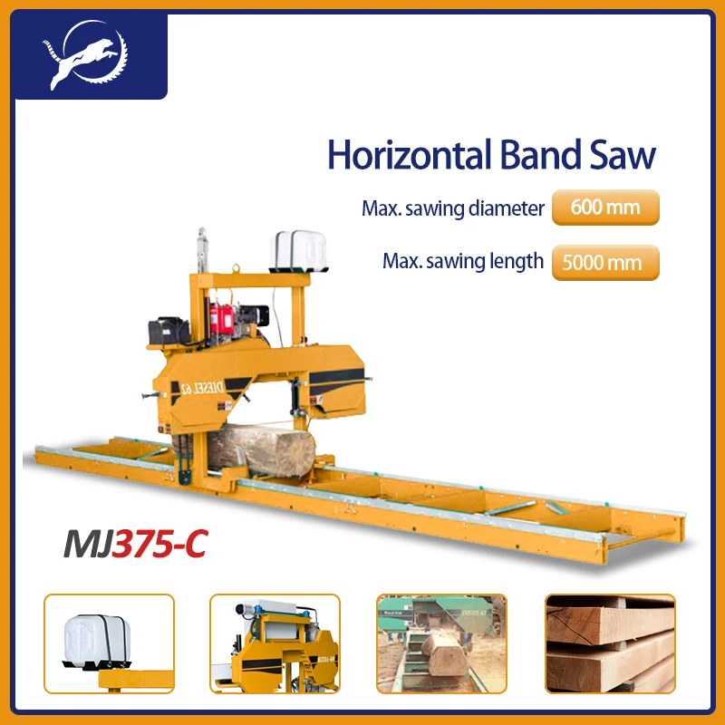 MJ375C Hot Sale Diesel Hortizontal Woodworking Band Saw For Log Timber