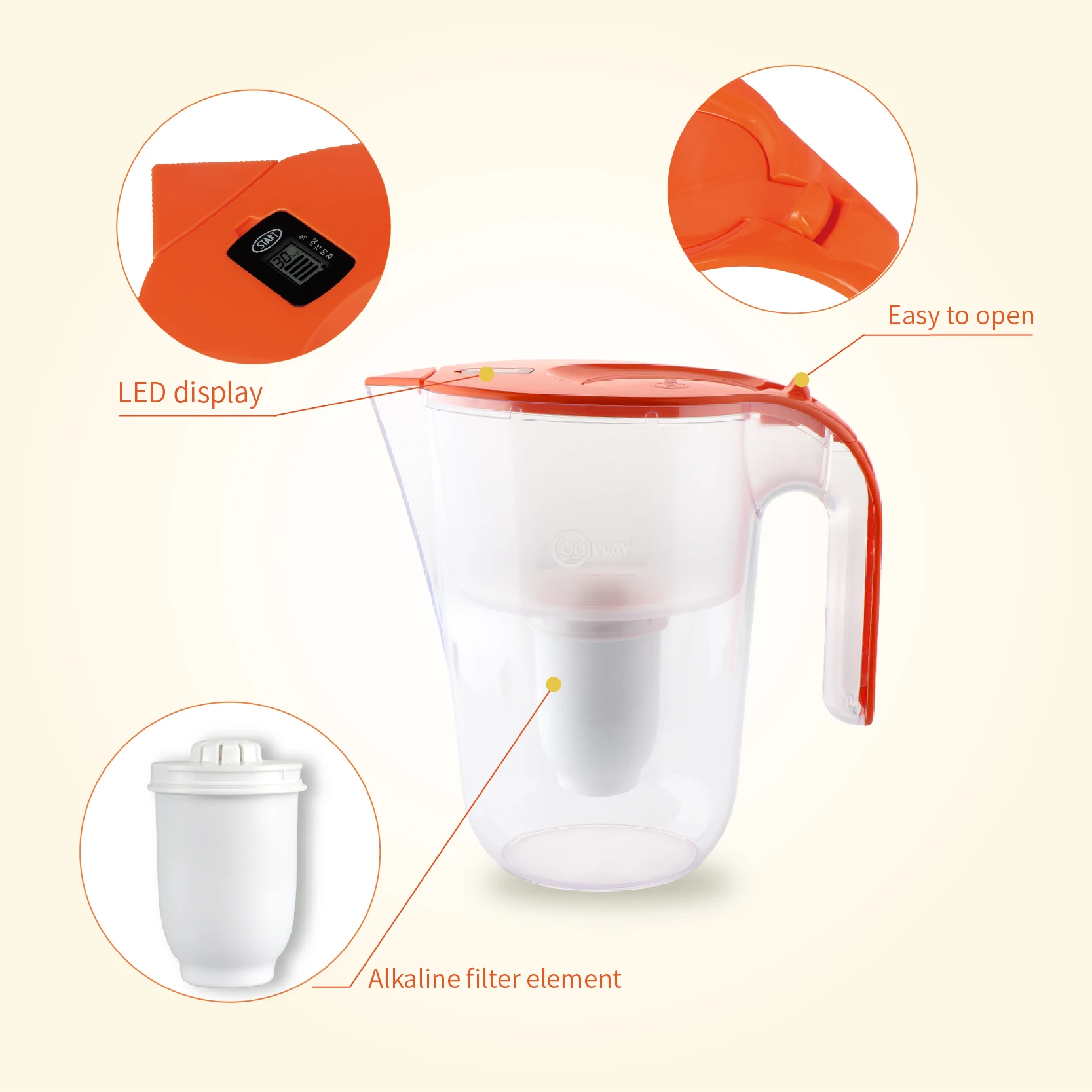 aqua water purifier  filter jug glass  with replacement filters for pitchers