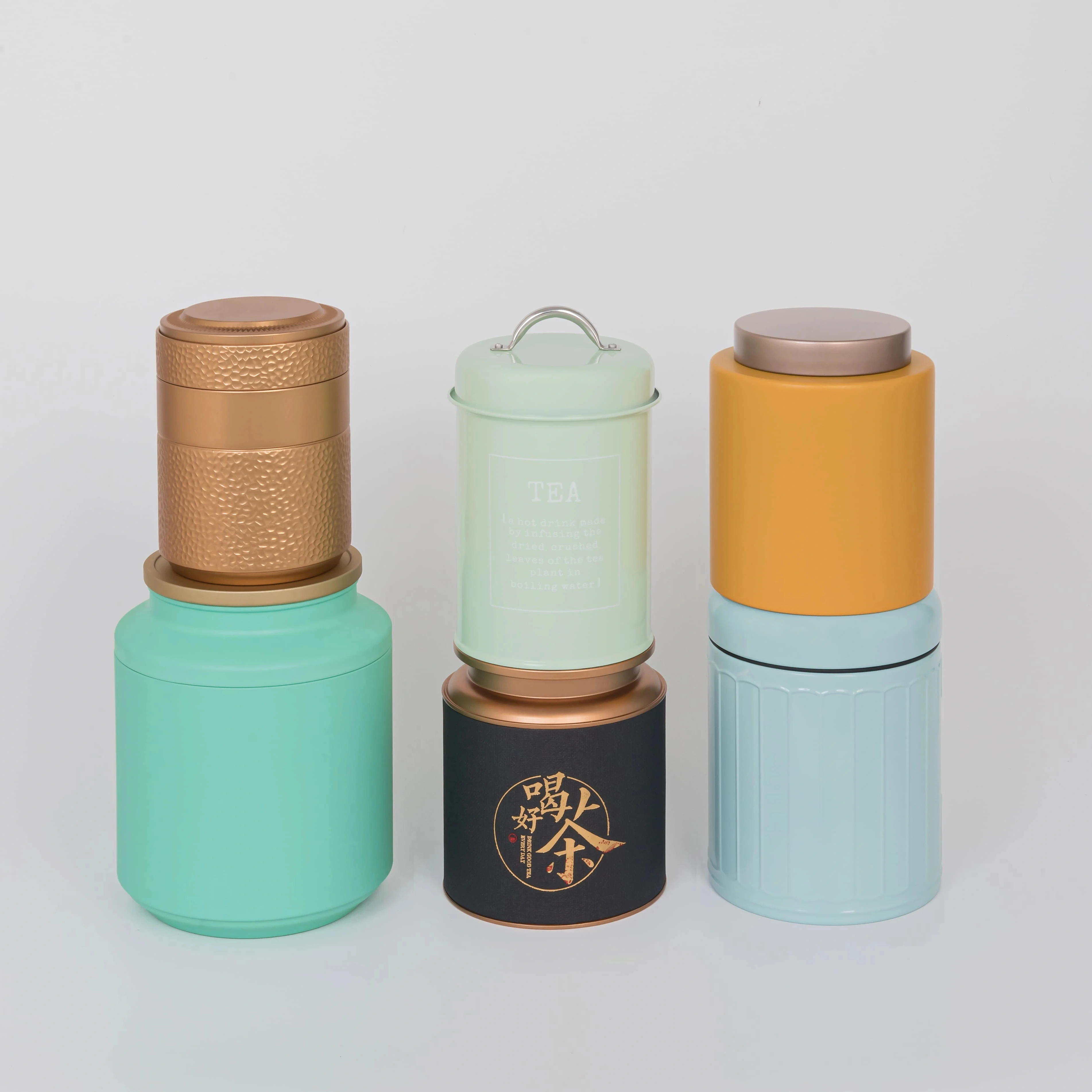 Customized Nice Design Food Grade Metal Tea Container Round Luxury Airtight Loose Tea Tin Box Packaging