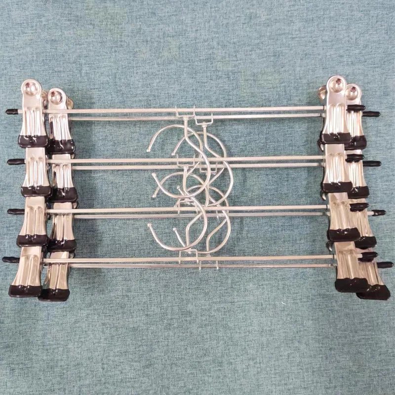 Premium Household Clothes Hanger Metal Galvanized Clothes Trousers Hanger with Clips