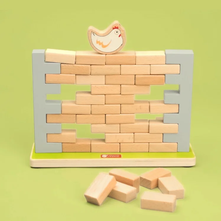 Baby Interactive Funny Brain Toy Wooden Balance Building Block Wall Games Set for Kids