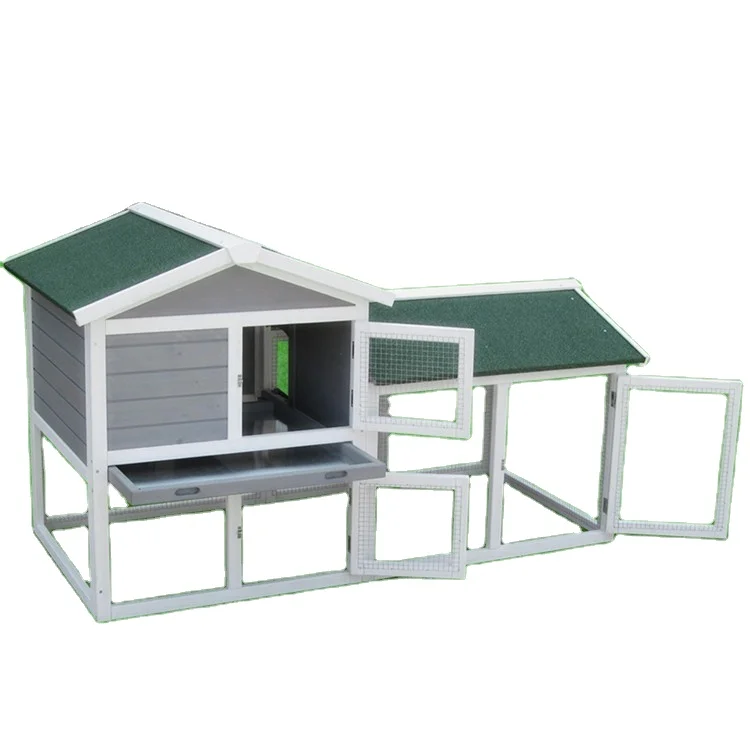 Eco Friendly Wooden Rabbit Hutch With Wire Design Two Store Large Bunny Pet Houses Cages Wholesale Cat Rabbit Cages
