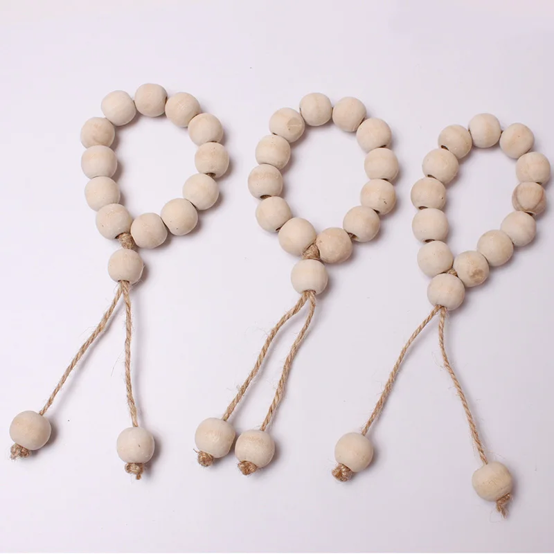 Christmas table decoration DIY wood beads napkin ring beads napkin buckle natural color round beads napkin ring
