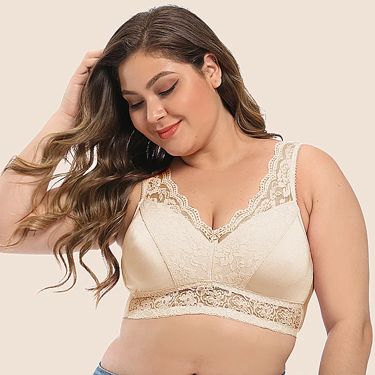 Plus Size Multifunctional Vest Lace Bra Invisible Seamless Push up Bra Underwear Full Coverage for Women Wirefree