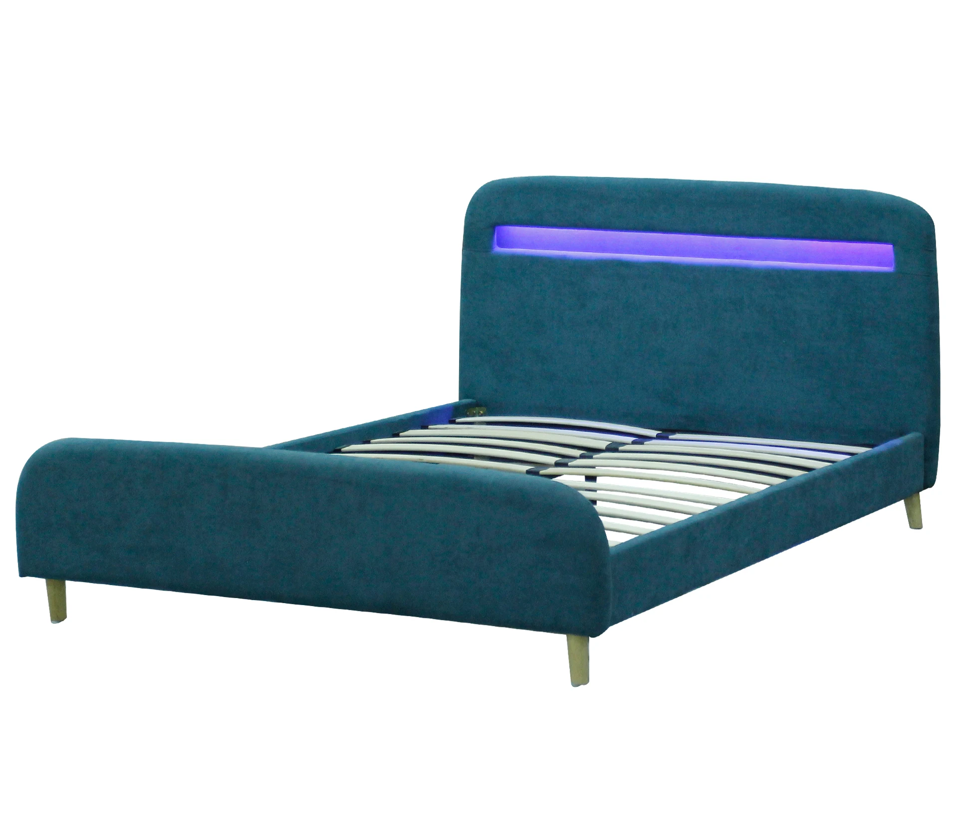 Simple fashion lodging house bedroom Furniture nordic fabric double soft home bed modern soft bed furniture With led light