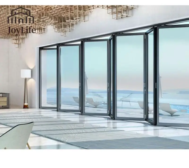 Customizable Minimalist Folding Doors Modern Space-Saving Aluminum Alloy with Glass and Steel at a Competitive Price