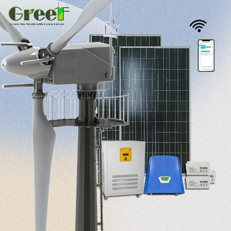5kW wind solar off grid home system windmill water pump system magnetic power generator free energy electricity