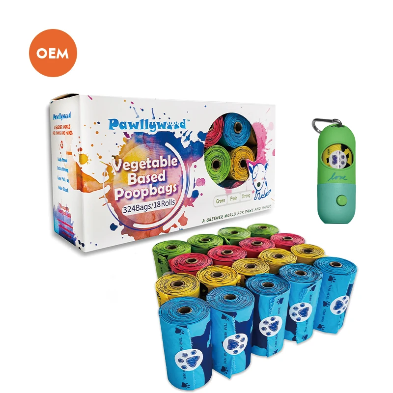 Custom logo greener walker poop bags for dog waste, 540 biodegradable shit bags from factory, wholesale good price