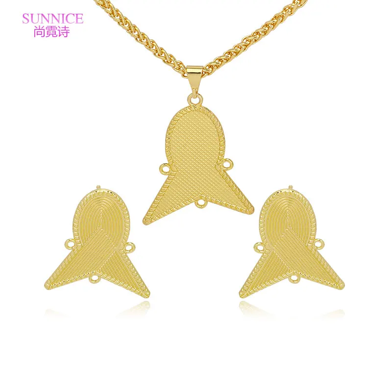 Sunnice Fashionable Accessories Geometric Jewelry  Sets Women African 18k Gold Plated Party Fine Earrings Pendant necklaces