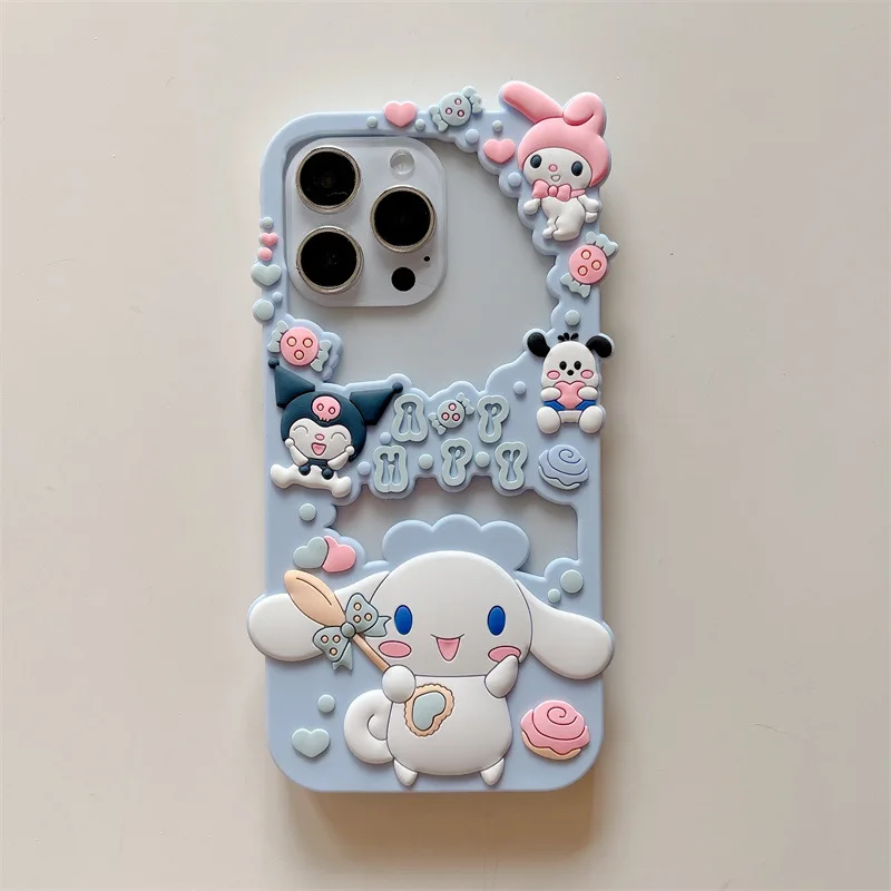 DL22310 3D Cartoon Soft Silicone Phone Cases For i14promax i13 i12 Mobile Cover Cute Pink Girl