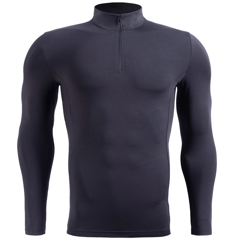 1/4 zipper Men Active Quick Dry Crew Neck T Shirts | Athletic Running Gym Workout long Sleeve Tee Tops