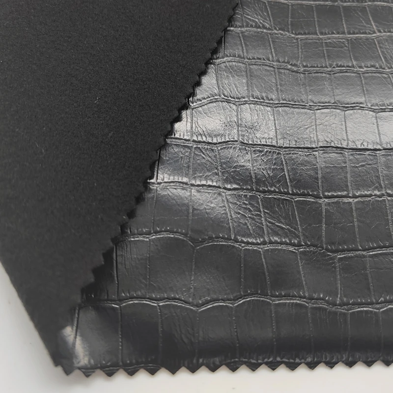 Embossed leather faux Crocodile Leather Fabric 4 way Stretch Faux Leather
