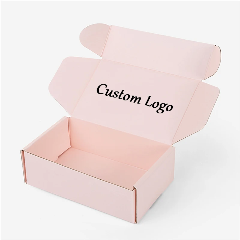 Custom Logo Skincare Clothes Christmas Folding Corrugated Mailing Gift Box Pink Corrugated Mailer Paper Packaging Boxes