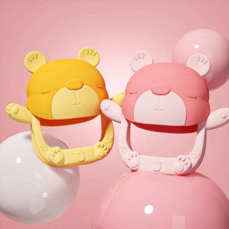 Baby Anti-eating Hand Teether Kids Silicone Toys BPA Free  Infant Chew Teething Toys Hand Protection 0-12Month Soft baby teether