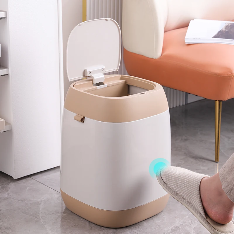 New creative big capacity indoor 22L smart waste bins with lid touchless trash cans sensor