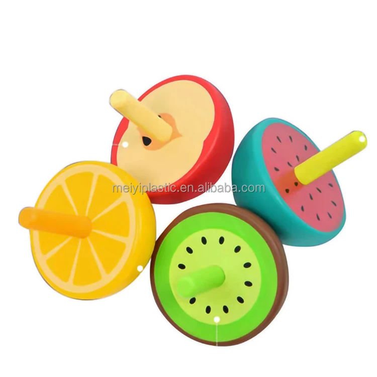  Multicolor Wood Spinning Tops Funny Novelty Fruit Design Gyro Toys Wooden