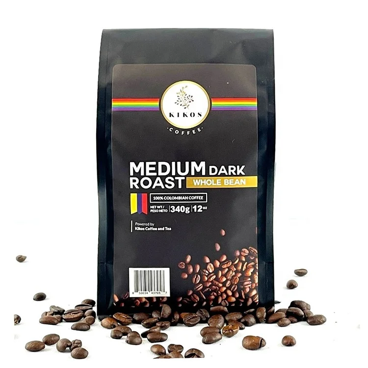 Low Price 250g 500g 1kg Matte Black Logo Print Eight Side Seal Flat Bottom Foil Laminated Coffee Beans Packaging Bag With Valve