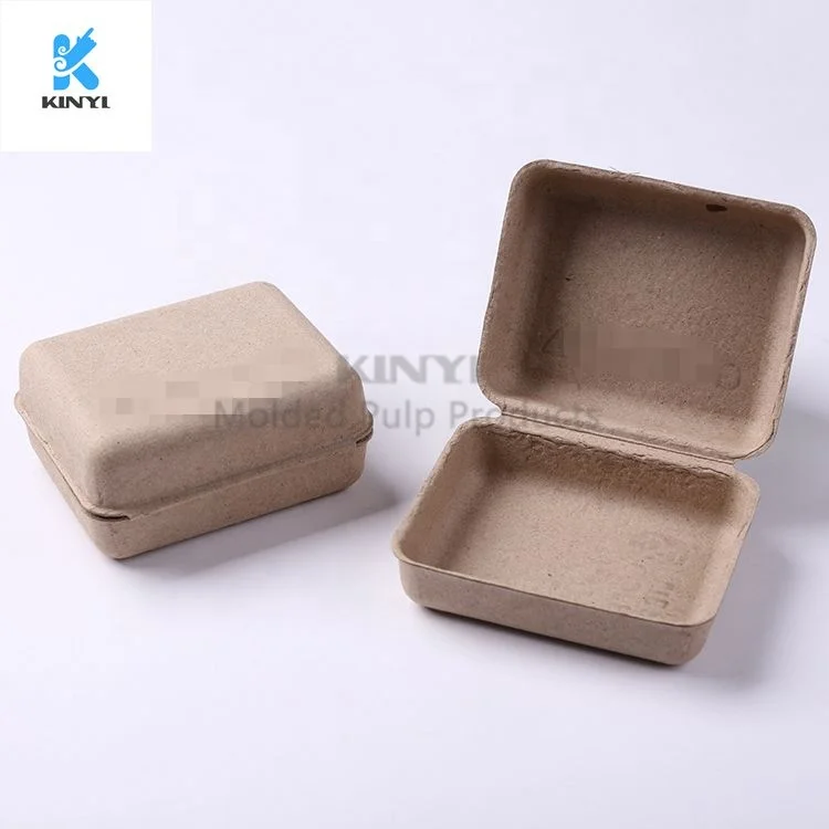 Customized paper pulp molded clam shell soap packaging
