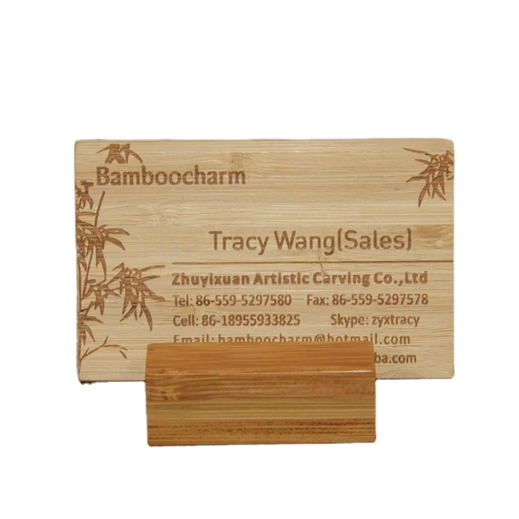 Name card base holder bamboo wood natural eco-friendly