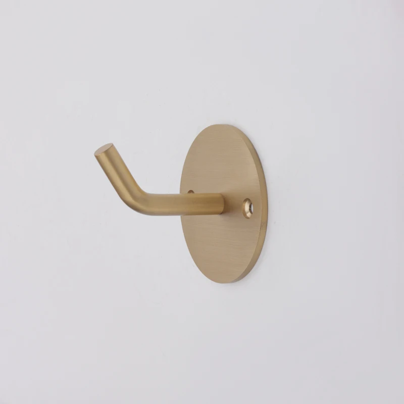 Brass Hanging Bedroom Creative Door Coat Hat Hook Bathroom Brushed Golden Free Punch Paste Hooks