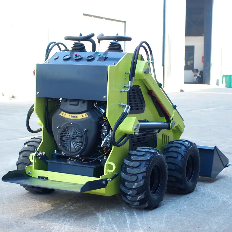 Small Skid Steer Loader 4WD Wheel Mini Front Loaders Multi Functional Mini Skid Steer Loader Attachments Construction Machinery
