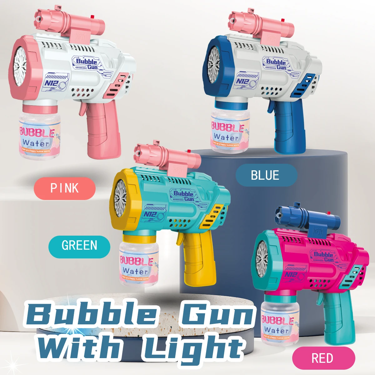 Wholesale Electric Starfish Battery Custom Bubble Blower Machine Children Seastar Led Light Up Toys Bubble Shooting Gun For Kids