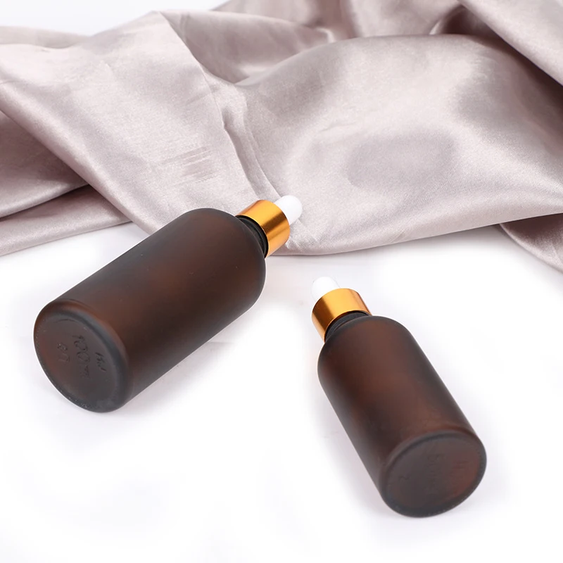 Frosted Glass Serum Bottle with a Dropper Amber Essential Oil 10 ml Pipette Cosmetic Packaging Thick Bottom 30ml Dropper Bottle