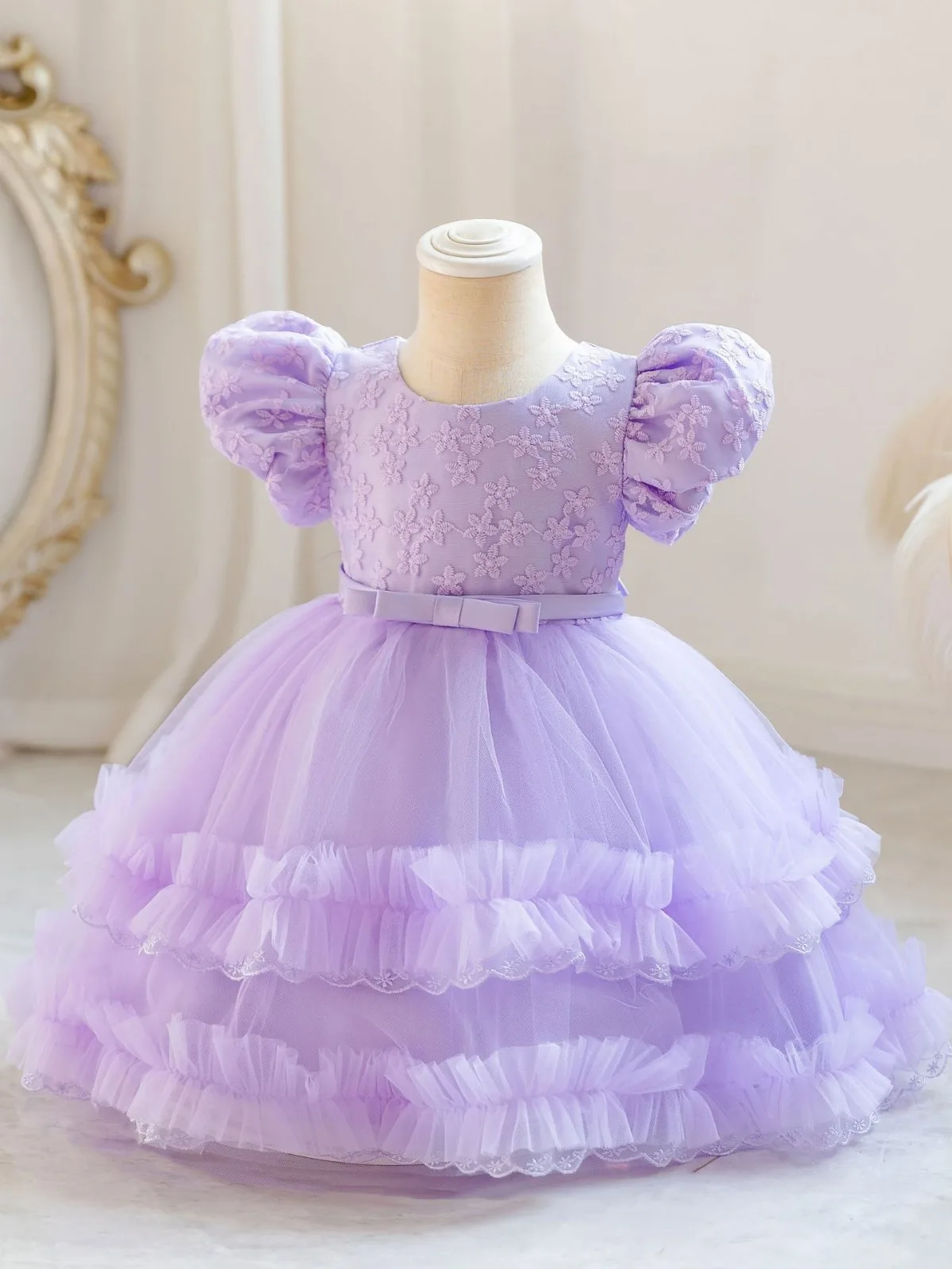 DRess For Baby Girl 6-12 Month White Girls Dress Cotton Luxury Floral Occasion Flower Dresses Wedding Kids White