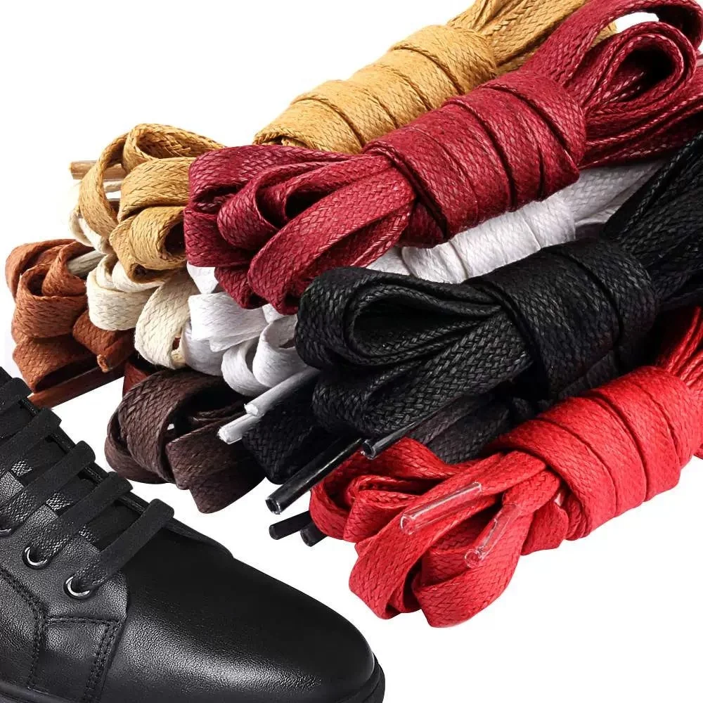 Custom Wax Cotton Shoe Laces 8MM Flat Waxed Cotton Shoelaces Flat Waxed Laces for Sneakers