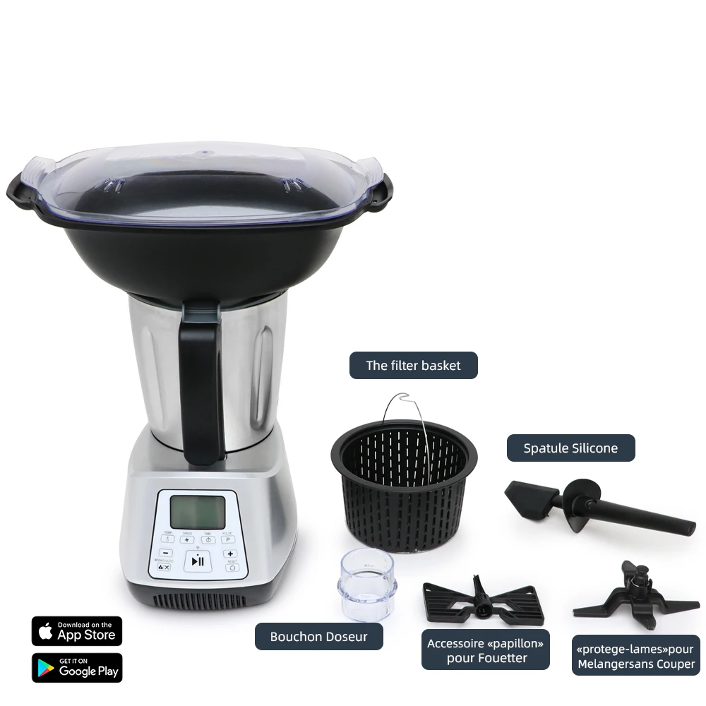 Smart Multifunctional Food Processor,WiFi Built-In,All in 1,Blending,Steaming,Weighing,Mixing,Emulsifying,Chopping,Kneading
