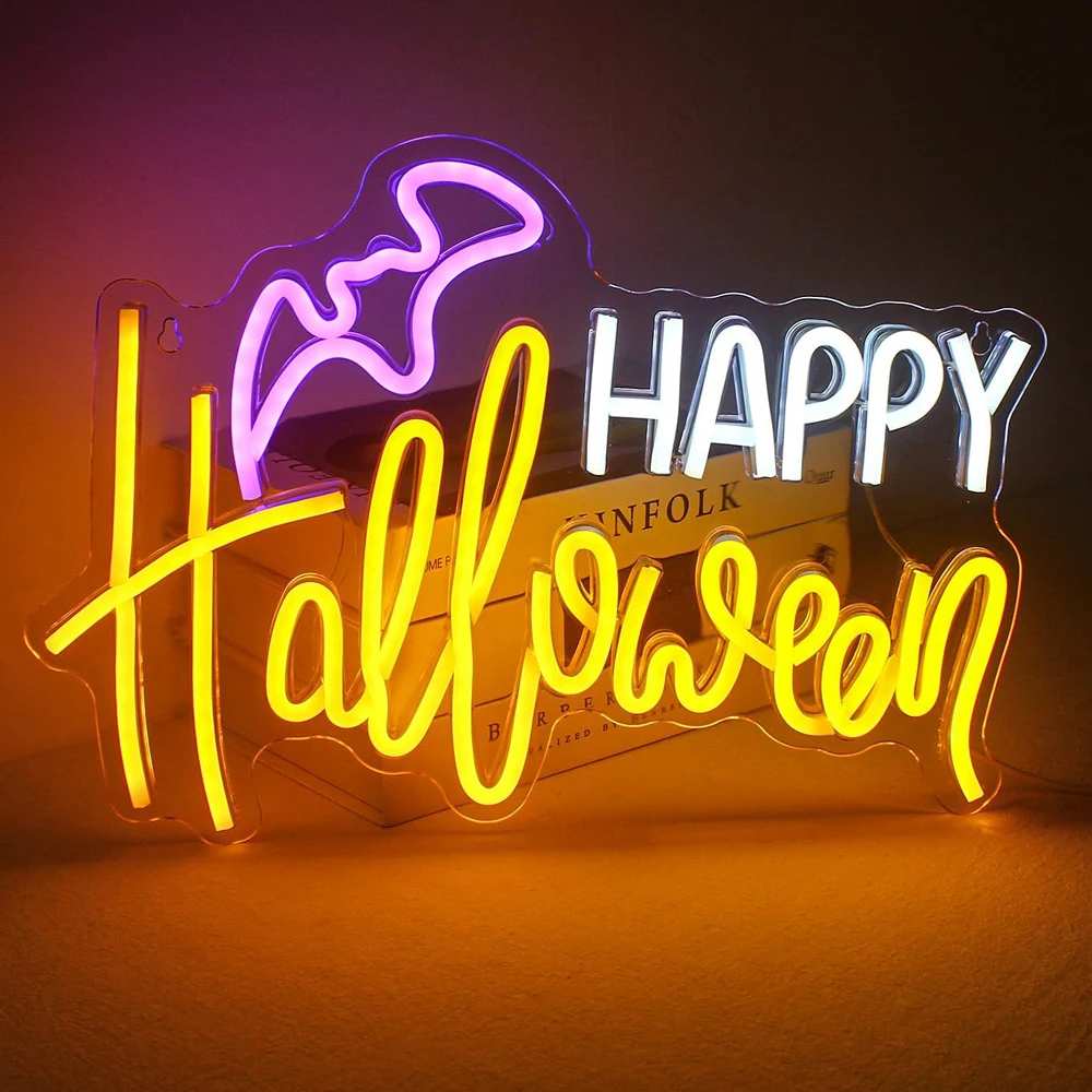 Spooky Boo Neon Sign Halloween Party Light Wall Decor Custom Halloween Boo LED Neon Light NO MOQ Custom Neon Sign