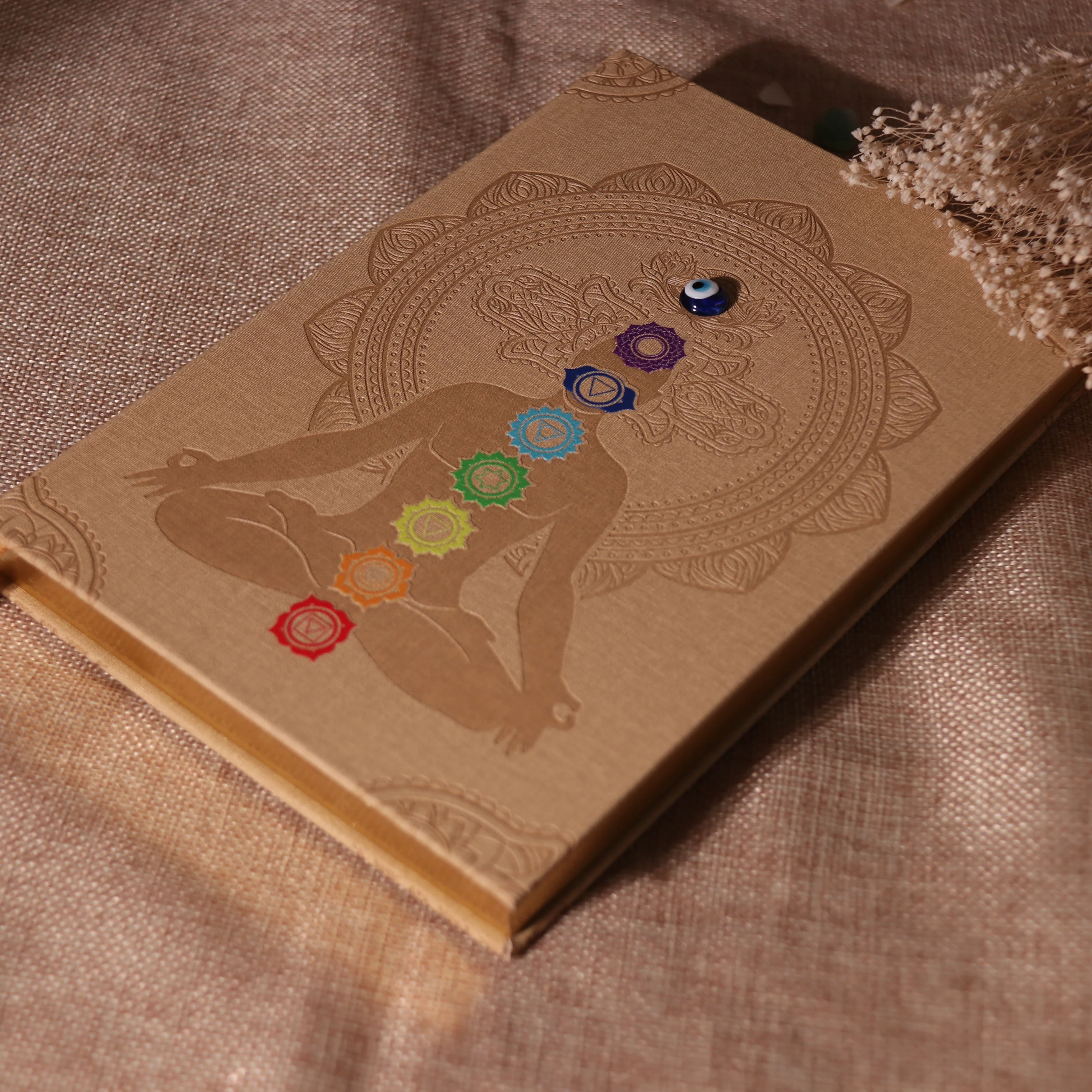 C&H Craft Special Art Leather Journal Seven Chakra Medieval Stone Embossed Handmade Notebook