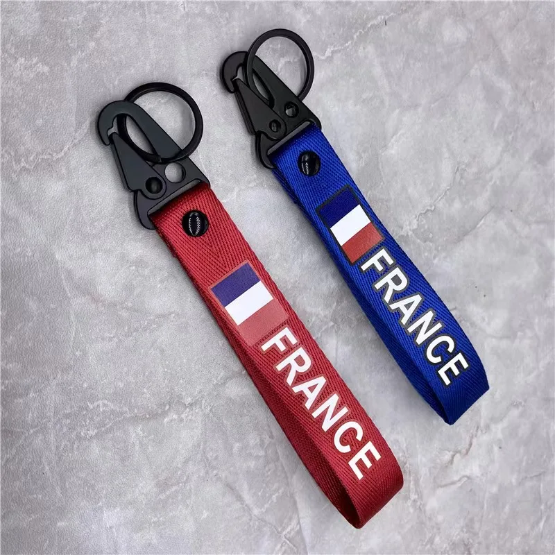 Wholesale Polyester Nylon Webbing Key Chain Camouflage Printing Design Fancy Carabiner Strap Keychain