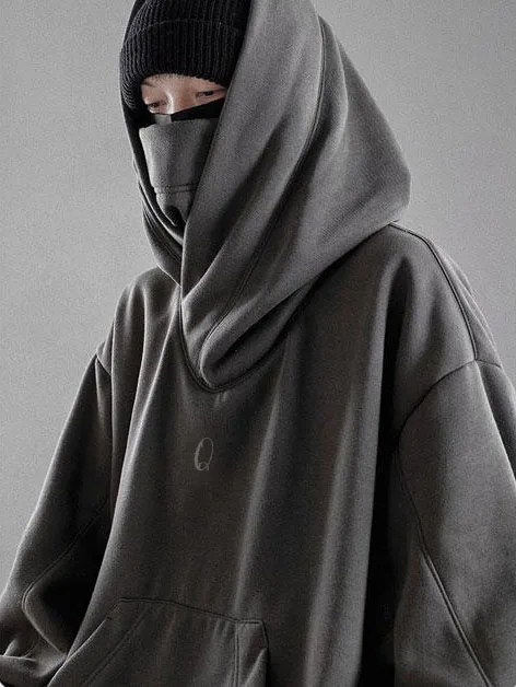 Custom Double Neckline Heavyweight Cotton Pullover Hoodie Japanese High Street Techwear Oversized Hip Hop Harajuku Punk Hoodies