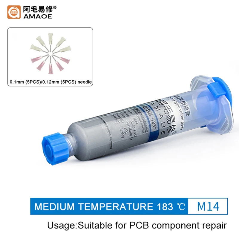 AMAOE M15 M14 Syringe Soldering Flux Tin Paste 138/183 Melting Point Solder Paste for Mobile Phone PCB Repair Tool