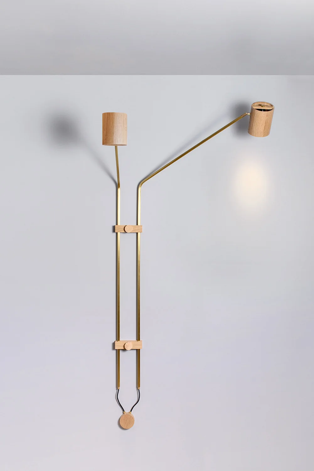 Luxury  Minimalism Oakwood Copper two heads large wall lamp for living room hotel lobby customized wall Lighting