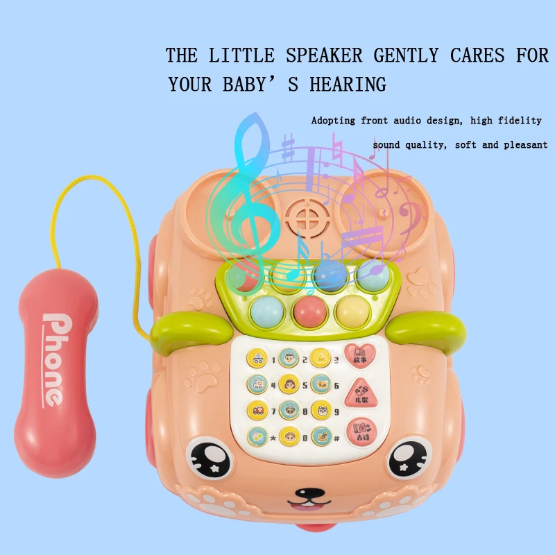 New Design Kids early educational story machine baby Cartoon Multi-function telephone bell Pull line phone plastic toys Cars
