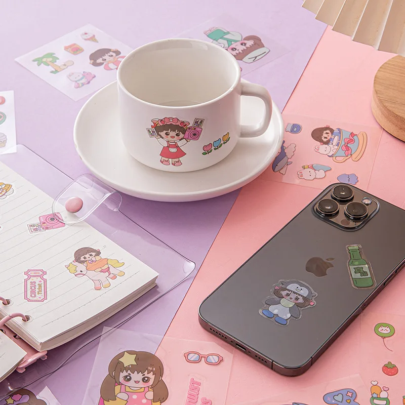 100 Pcs Cartoon Stickers Girls Students Promotional Gifts PET Waterproof Decoration Sticker Set