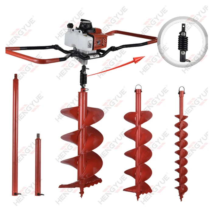 
2 men operate 68 cc Earth Auger / 2 men Ground Drill with 3 Bits 2 Stroke Post Hole Digger Earth Auger 