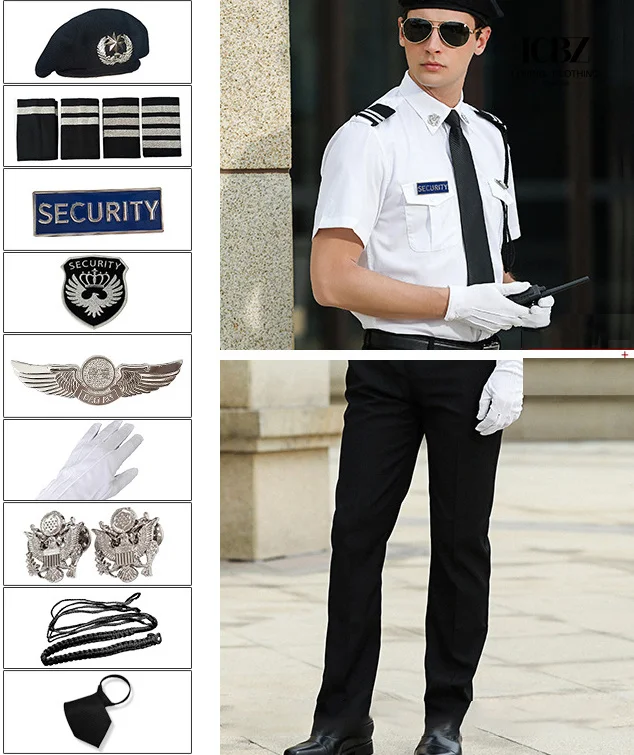 Custom Unisex Hot Sale private security guard uniforms Polyester Cotton Gray Black Security Guard Uniform Set