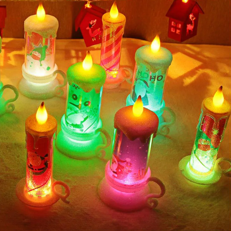 
LED Candle Holder ChristmasTable Lamps Festival Modern Snowing Lantern Wedding Party Candle Light Holiday Ornaments 