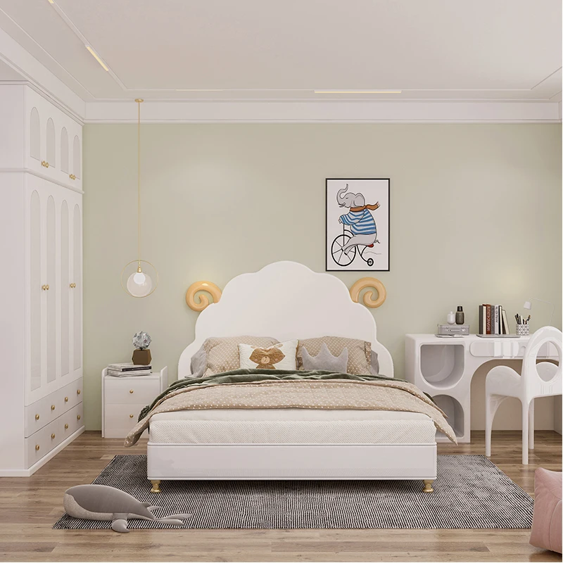 customized size lovely  little girl white pink rail fence cot bed