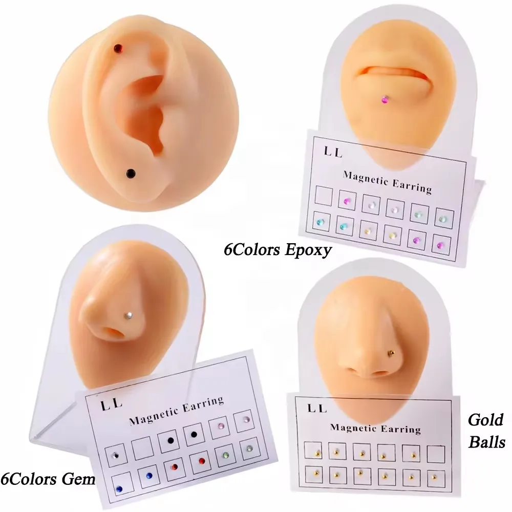 12pcs/Set Magnet magnetic Earrings Tragus Cartilage Lip Labret Stud non pierced earrings clip on earrings
